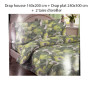 Parure de lit 140x200, 4 Pcs (drap housse, drap plat et 2 taies) en percale de coton 100% 70 fils vert motif fleurs | Linge d...