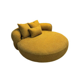 Canapé rond en tissu jaune + 3 coussins, 168X175X68 cm | 880 000 FCFA , Dakar