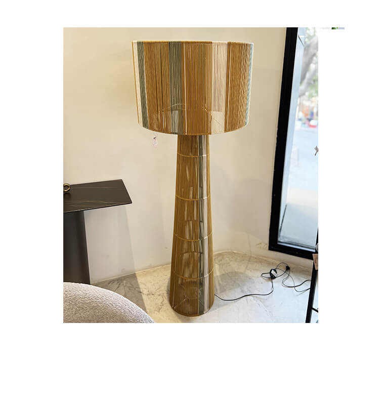 Lampadaire tissé en coton vert et moutarde et beige, 60x60x120 cm | Lampadaires  , Dakar, Sénégal