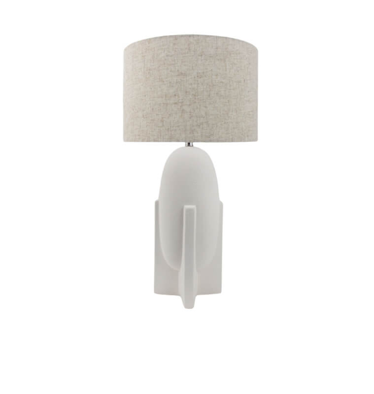 Lampe de table en céramique blanc abat-jour lin, 32x64 cm | Lampes de table, lampes de chevet , Dakar, Sénégal