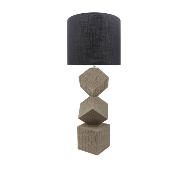 Lampe de table poly taupe et abat-jour noir, 32x74cm | Lampes de table, lampes de chevet , Dakar, Sénégal