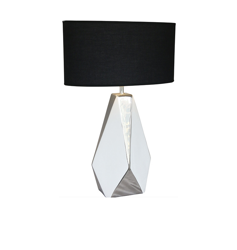 Lampe de table argentée, abat-jour noir, 49x25x68,5 cm | Lampes de table, lampes de chevet , Dakar, Sénégal