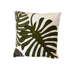 Coussin déco 45x45 cm blanc 400 filling à motif feuille verte | Coussins déco , Dakar, Sénégal