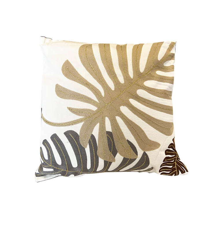 Coussin déco 45x45 cm blanc 400 filling à motif feuille taupe | Coussins déco , Dakar, Sénégal