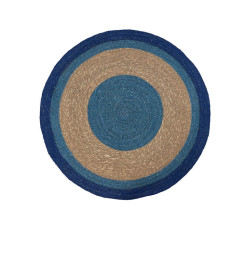 Tapis déco rond 120 cm bleu turquoise et naturel | Tapis décoratifs , Dakar, Sénégal