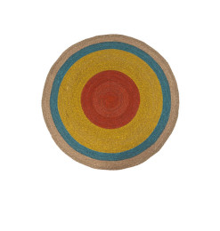 Tapis déco rond 90 cm naturel jaune, bleu et orange | Tapis décoratifs , Dakar, Sénégal