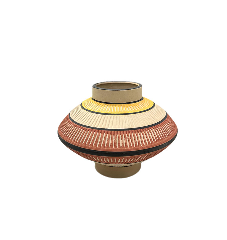 Vase déco rond en porcelaine orange beige jaune, 20,5x15 cm | Vases déco , Dakar, Sénégal