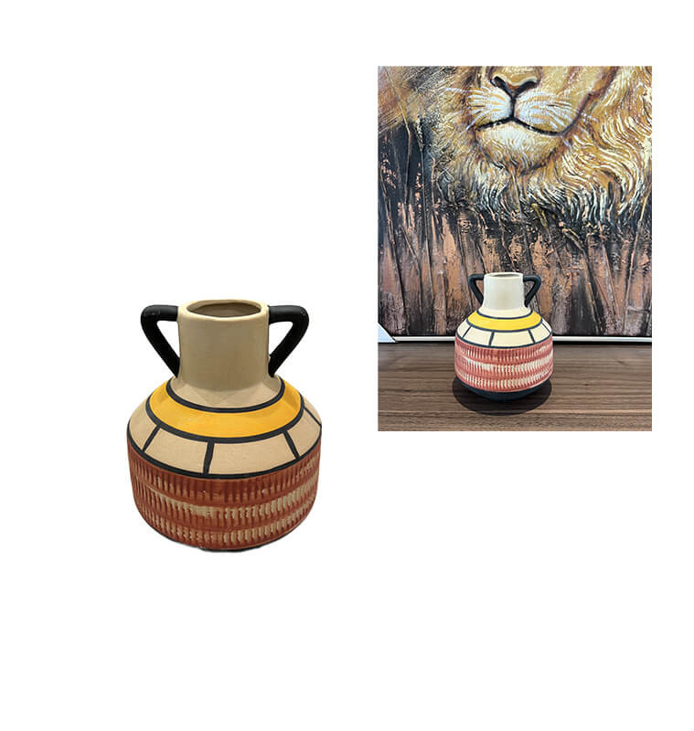 Vase déco en porcelaine avec anses orange beige et jaune, 13x13x15cm | Vases déco , Dakar, Sénégal