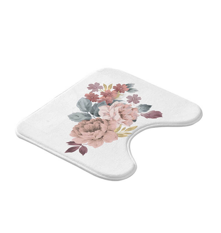 Tapis contour WC en microfibre imprimé fleurs, 45x45 cm | Tapis de bain | 5 400 FCFA , dakar, Sénégal