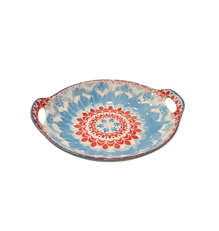 Assiette creuse 20 cm, fleur bleue et rouge | Assiettes & coffrets d'assiettes | 3 700 CFA , dakar, Sénégal