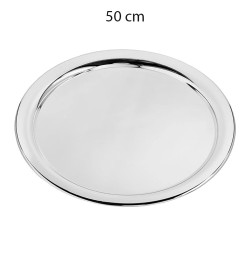 Plat à servir en inox argent, 50 cm