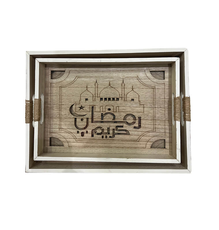 Plateau déco Ramadan en bois et verre - Lot de 2 | Plateaux | 15 700 CFA , dakar, Sénégal