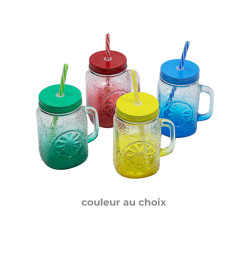 Mug en verre coloré avec anse avec paille, 450 ml | Tasses & mugs | 950 CFA , dakar, Sénégal