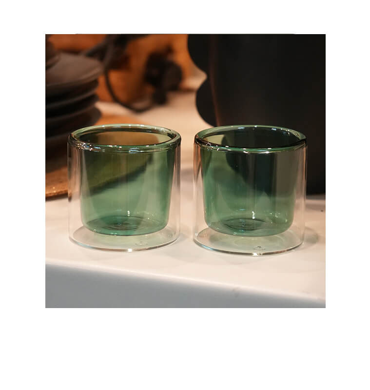 Tasse expresso double paroi en verre vert transparent, 80ml - Lot de 2 | Tasses & mugs | 6 200 CFA , dakar, Sénégal