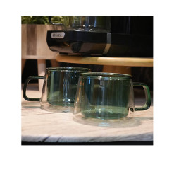 Tasse à thé double paroi en verre vert transparent, 230ml - Lot de 2 | Tasses & mugs | 9 900 CFA , dakar, Sénégal