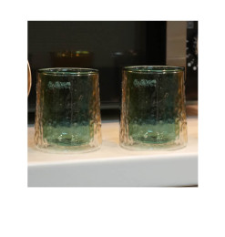 Verre à eau double paroi en verre texturé vert transparent, 200 ml - Lot de 2 | Verres & carafes | 8 300 CFA , dakar, Sénégal