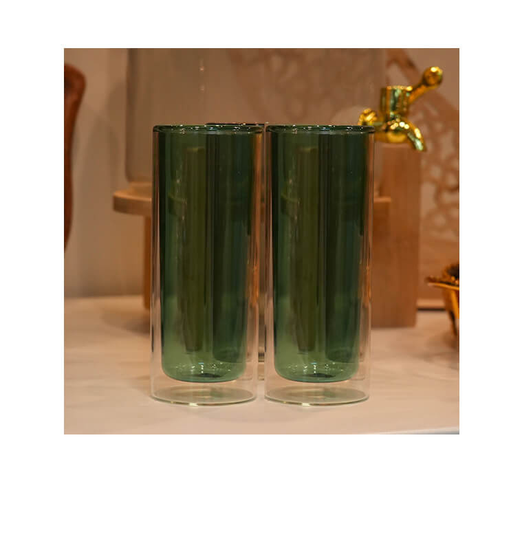 Verre à boire double paroi en verre vert transparent, 280 ml - Lot de 2 | Verres & carafes | 8 000 CFA , dakar, Sénégal