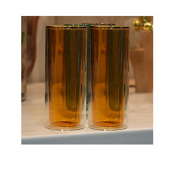 Verre à boire double paroi en verre amber transparent, 280 ml - Lot de 2 | Verres & carafes | 8 000 CFA , dakar, Sénégal