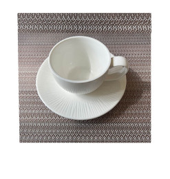 Tasse + sous-tasse en porcelaine blanche striée, 330 ml | Vaisselle en porcelaine blanche | 3 300 CFA , dakar, Sénégal