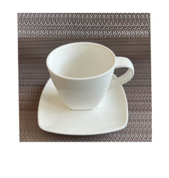 Tasse + sous-tasse en porcelaine blanche 330 ml | Vaisselle en porcelaine blanche | 2 800 CFA , dakar, Sénégal