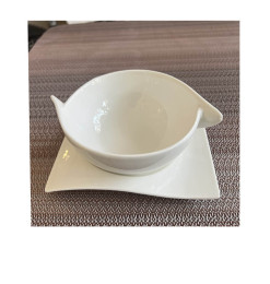 Bol à soupe 16 cm + plat en porcelaine blanche | Vaisselle en porcelaine blanche | 4 100 CFA , dakar, Sénégal