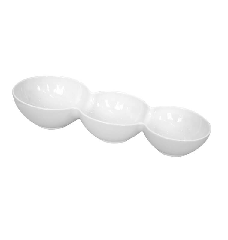 Coupelle apéro à 3 compartiments en porcelaine blanche, 40X7 cm | Vaisselle en porcelaine blanche | 7 000 CFA , dakar, Sénégal