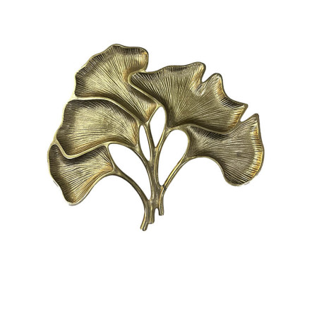 Centre de table en aluminium or style feuille, diamètre 44 cm