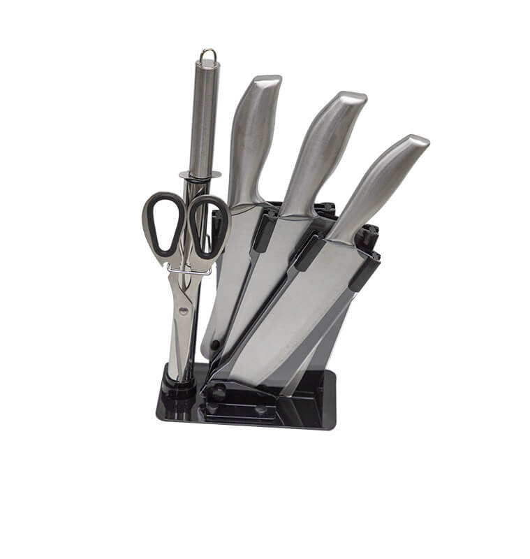 Coffret couteaux en inox argenté + support - 7 Pcs | Ustensiles de cuisine | 14 000 CFA , dakar, Sénégal