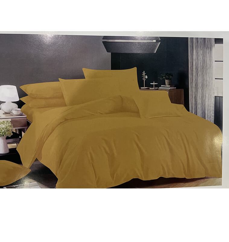 Parure de drap 4 Pcs ( DP 240X300 + DH 180x200 cm + 2 taies 50x70 cm) en polyester moutarde | Linge de lit , Dakar, Sénégal