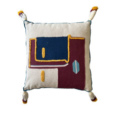 Coussin déco carré multicolore en coton 100% 400 GSM avec pompons, 45x45 cm | Coussins déco , Dakar, Sénégal