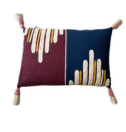 Coussin déco rectangle multicolore en coton 100% 260 GSM avec pompons, 30x45 cm | Coussins déco , Dakar, Sénégal