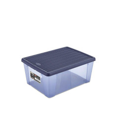 Boite de rangement Elegance 15 L en plastique bleu marine avec couvercle, 39x29x17 cm | Boites de rangement & caissons | 7 20...