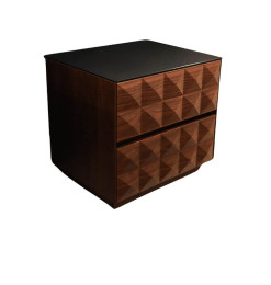 Table de chevet contemporaine finition bois sculpté et plateau noir mat – 48,5 x 41 x 45 cm