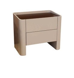 Table chevet design nervuré  finition beige mat et plateau smoky brown – 65 x 40 x 55,5 cm