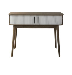 Console bois naturel et façade blanche – 100 x 30 x 75 cm