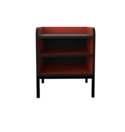 Table de chevet design mélaminé noir et rouge brique, 40x40x55 cm