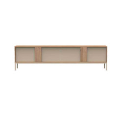 Meuble TV KAIA en mélamine crème, 180x40x55 cm 