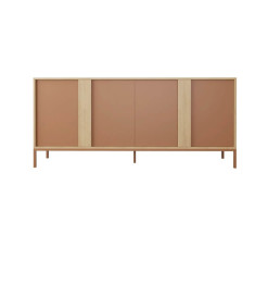 Buffet KAIA en mélamine terracotta et bois clair, 180x40x80 cm