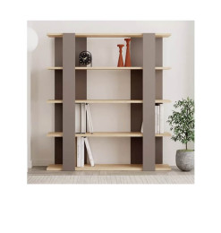 Étagère en mélaminé roble/moca – 110 x 29 x 122 cm