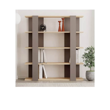 Étagère en mélaminé roble/moca – 110 x 29 x 122 cm