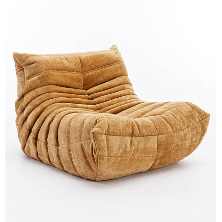Fauteuil lounge tissu jaune – D97 x 91,5 x H72 cm