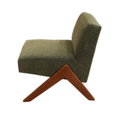 Fauteuil en tissu vert sombre – 63 x 72 x 75 cm