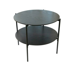 Desserte ronde à 2 niveaux effet marbre noir, D45xH55 cm