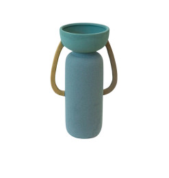 Vase design en céramique bleu vert et marron, 24X17X40 cm  | Vases déco , Dakar, Sénégal