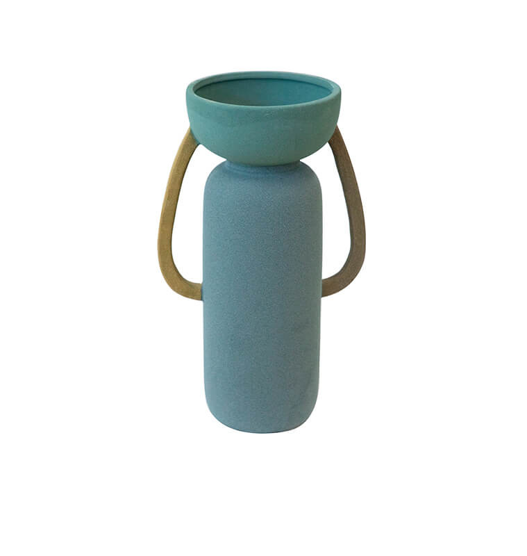 Vase design en céramique bleu vert et marron, 24X17X40 cm  | Vases déco , Dakar, Sénégal