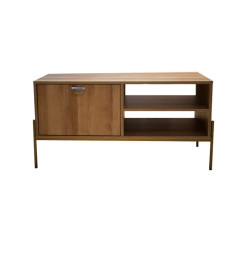 Table basse finition bois clair et détails bronze vieilli – 100 x 50 x 50 cm 
