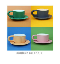 Tasse + sous tasse en céramique coloré strié, 280 ml | Tasses & mugs | 4 200 CFA , dakar, Sénégal