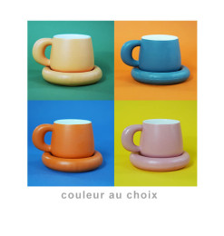 Tasse + sous-tasse en céramique colorée, 280 ml | Tasses & mugs | 4 200 CFA , dakar, Sénégal