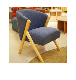Chaise en tissu bouclette bleu – 57 x 54 x 75 cm