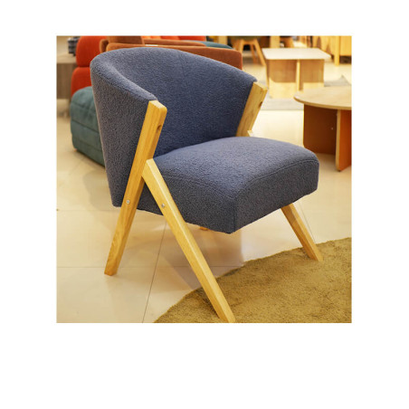 Chaise en tissu bouclette bleu – 57 x 54 x 75 cm